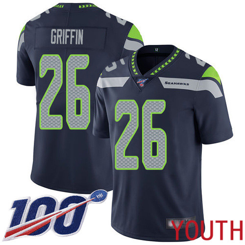Seattle Seahawks Limited Navy Blue Youth Shaquill Griffin Home Jersey NFL Football 26 100th Season Vapor Untouchable